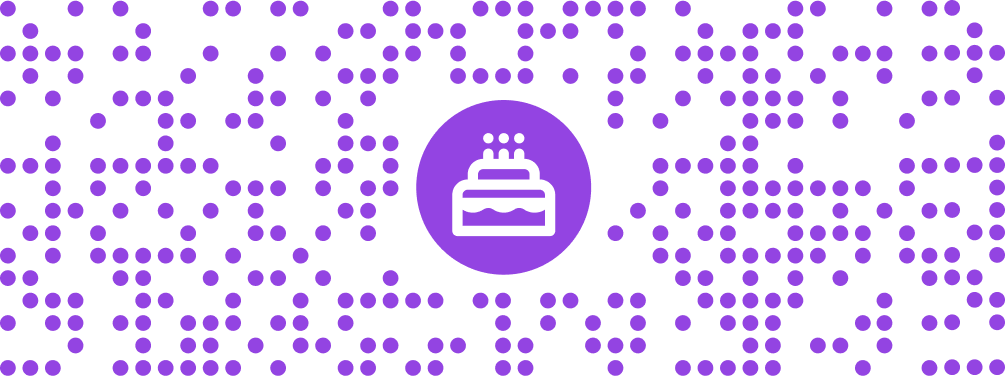 A brand logo (for Page Flows) with dots similar to the dots in a QR code